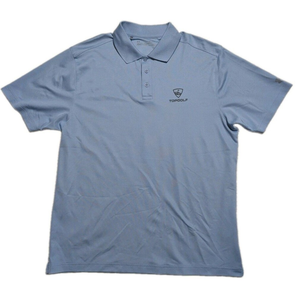 Under Armour Mens Large Polo Light Blue HeatGear Loose Fit Golf Topgolf